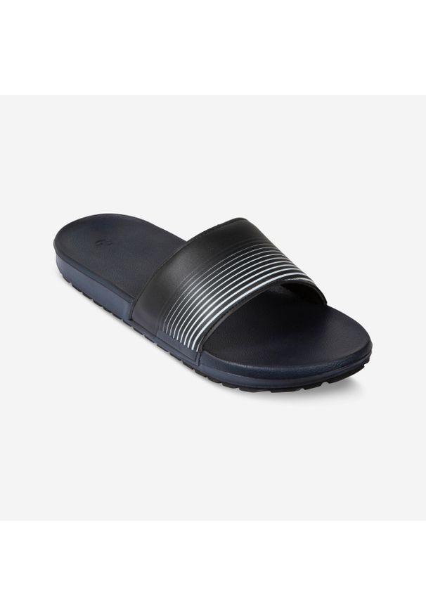 Klapki męskie Decathlon 550 Lines. Okazja: na plażę. Kolor: szary, wielokolorowy, czarny. Materiał: poliester. Styl: sportowy