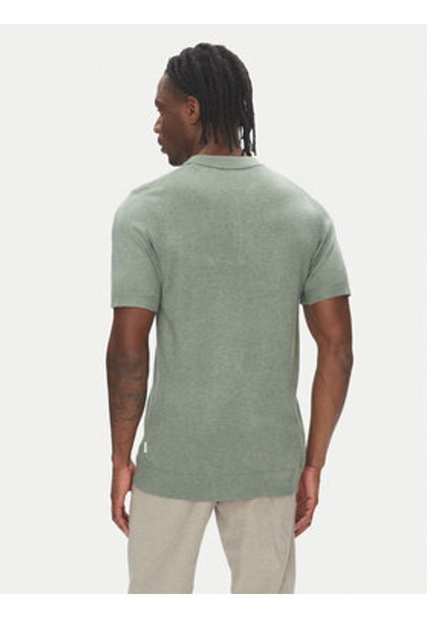 Lindbergh Polo 30-800159 Zielony Slim Fit. Typ kołnierza: polo. Kolor: zielony. Materiał: wiskoza