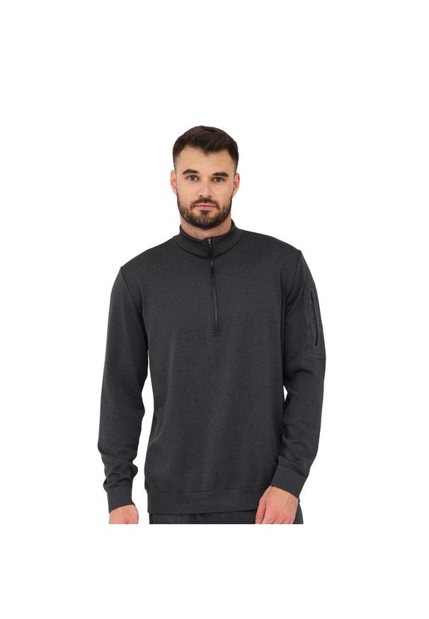 Bluza męska wełniana z krótkim ekspresem Brubeck OUTDOOR MERINO. Kolor: szary. Materiał: poliamid, elastan, poliester, wełna. Długość: krótkie. Sport: outdoor