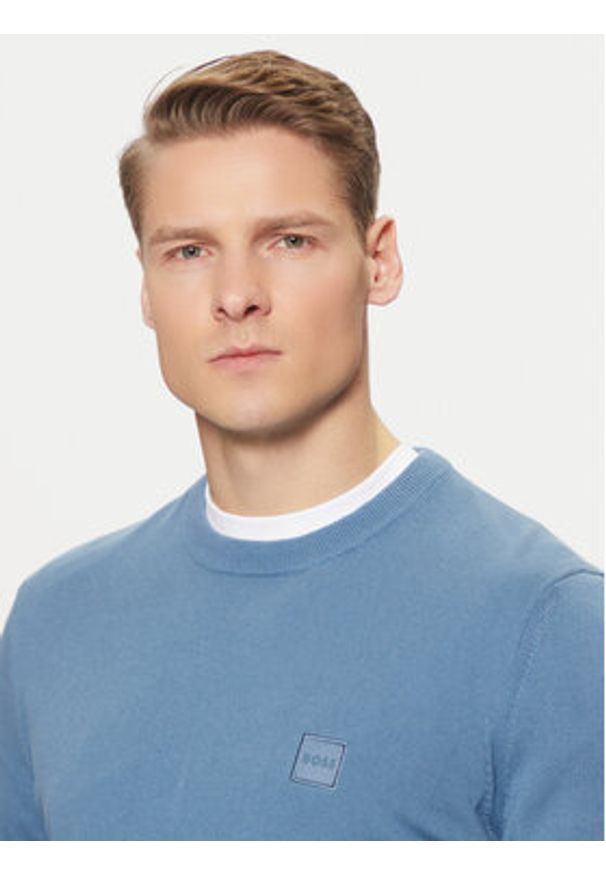 BOSS Sweter Kanovano 50471343 Niebieski Regular Fit. Kolor: niebieski. Materiał: bawełna