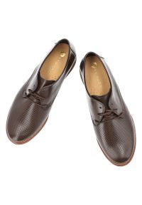 Brązowe Oxfordy Armodo Eleganckie Obuwie Damskie. Okazja: na co dzień, na spacer, do pracy. Kolor: brązowy. Materiał: skóra. Szerokość cholewki: normalna. Obcas: na obcasie. Styl: elegancki. Wysokość obcasa: niski #3