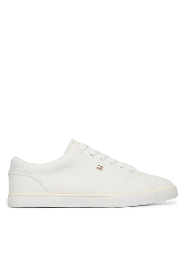 TOMMY HILFIGER - Tommy Hilfiger Tenisówki Th Low Profile Vulc Canvas FW0FW09102 Biały. Kolor: biały. Materiał: materiał
