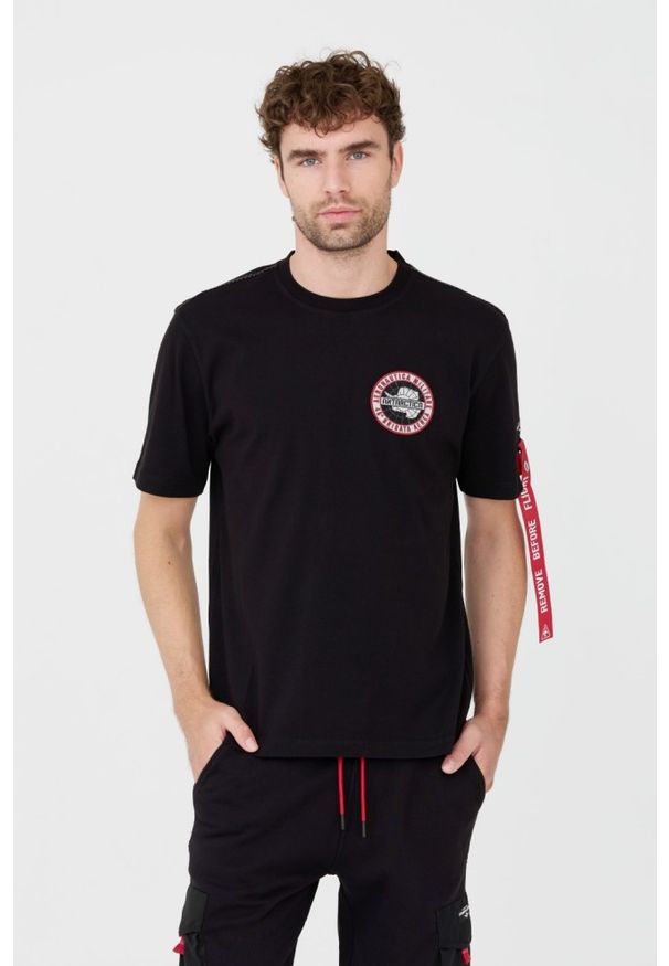 Aeronautica Militare - AERONAUTICA MILITARE Czarny męski bawełniany t-shirt, Rozmiar 3XL. Kolor: czarny. Materiał: bawełna