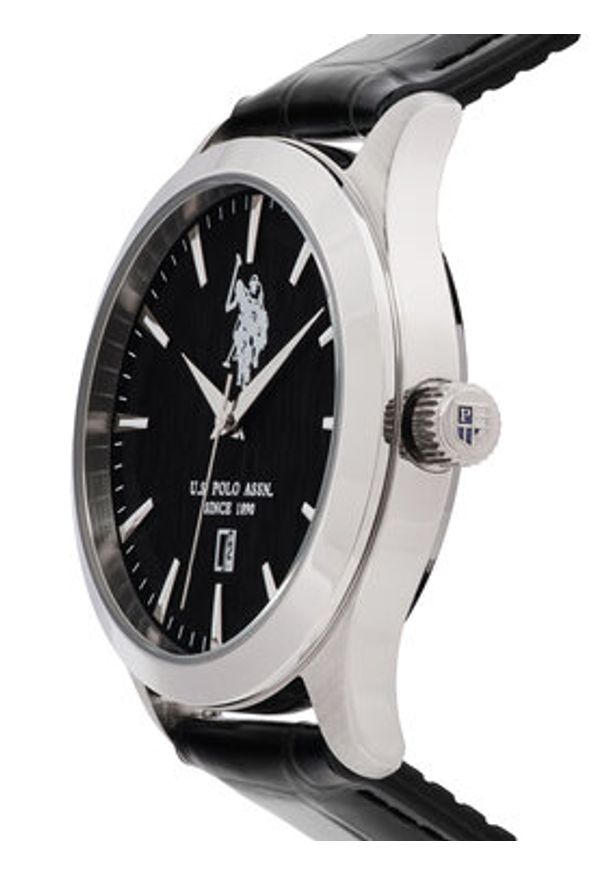 U.S. Polo Assn. Zegarek Yale USP7370BK Czarny. Kolor: czarny. Materiał: skóra