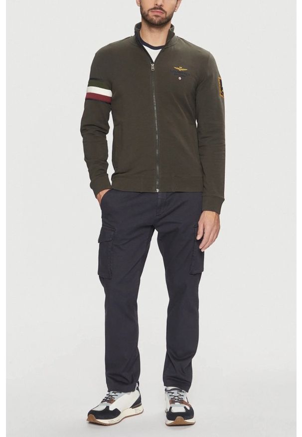 Aeronautica Militare - AERONAUTICA MILITARE Szarozielona bluza męska With Tricolor Insert, Rozmiar XXL. Kolor: zielony