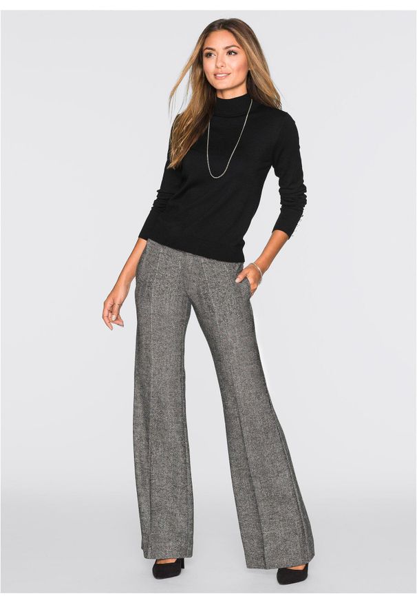 bonprix - Spodnie Marlena. Kolekcja: petite. Kolor: szary. Materiał: wełna, materiał. Styl: elegancki