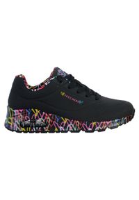 skechers - Buty do chodzenia damskie Skechers Uno. Zapięcie: sznurówki. Kolor: czarny. Materiał: syntetyk, tkanina, materiał. Szerokość cholewki: normalna. Sport: turystyka piesza