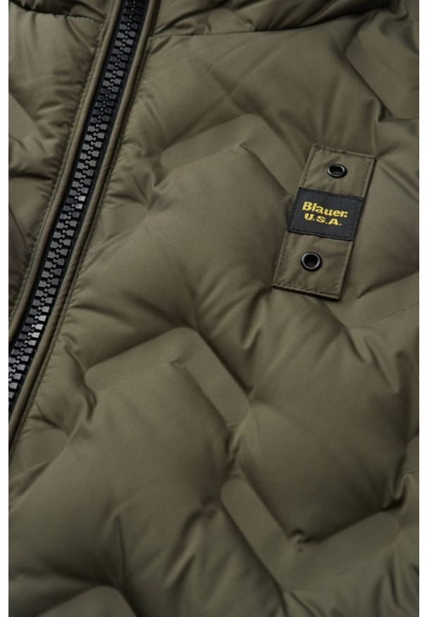 Blauer USA - BLAUER Zielona kurtka męska Pier Short Jackets, Rozmiar M. Kolor: zielony. Materiał: poliamid, puch