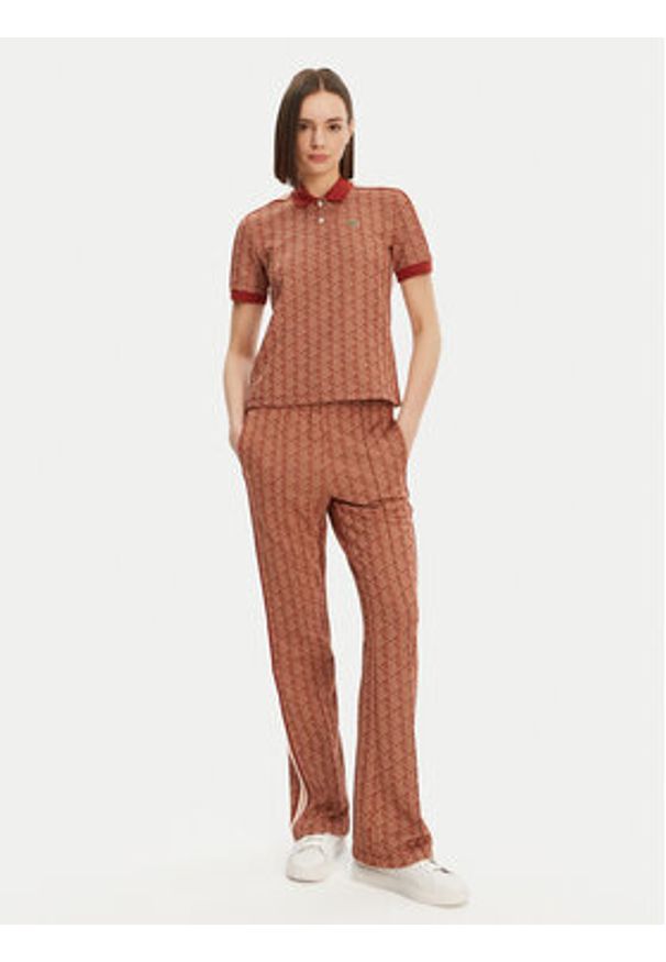 Lacoste Polo DF3364 Brązowy Slim Fit. Typ kołnierza: polo. Kolor: brązowy. Materiał: syntetyk, bawełna