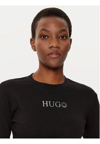 Hugo - HUGO Bluzka Della 50537288 Czarny Slim Fit. Kolor: czarny. Materiał: bawełna #8