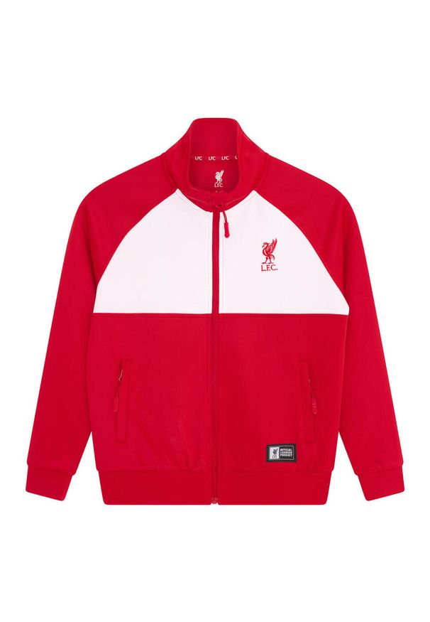 LIVERPOOL FC - Dres piłkarski dziecięcy Liverpool 21/22. Kolor: czerwony, biały, wielokolorowy. Materiał: dresówka. Styl: sportowy