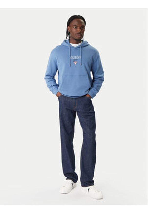 Guess Jeans Bluza 180299 Błękitny Classic Fit. Kolor: niebieski. Materiał: bawełna