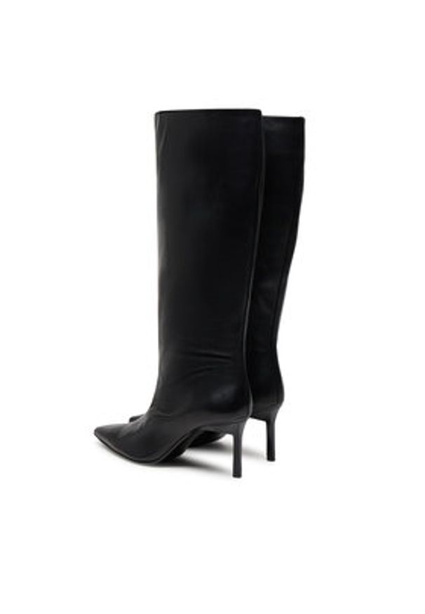 Calvin Klein Kozaki Heel Knee Boot 70 Lth HW0HW02162 Czarny. Kolor: czarny. Materiał: skóra