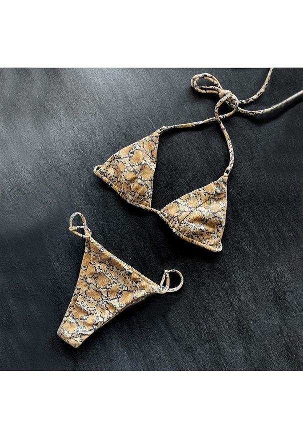 Intica - Bikini trójkątne wiązane szybkoschnące na plażę Taesuk. Materiał: materiał