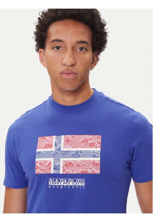 Napapijri T-Shirt S-Drapeau Ss NP0A891K Niebieski Regular Fit. Kolor: niebieski. Materiał: bawełna