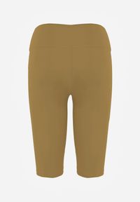 Renee - Zielone Szorty Bikery High Waist z Wyszczuplającym Pasem Briarrose. Okazja: na co dzień. Stan: podwyższony. Kolor: zielony. Materiał: len. Styl: sportowy, casual #2