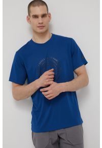 Helly Hansen t-shirt męski z nadrukiem. Kolor: niebieski. Materiał: materiał. Wzór: nadruk