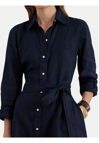 Lauren Ralph Lauren - LAUREN RALPH LAUREN Sukienka koszulowa 200P13686002 Granatowy Regular Fit. Kolor: niebieski. Materiał: len. Typ sukienki: koszulowe #3