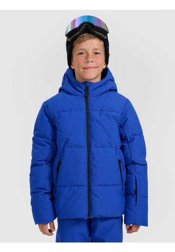 4f - 4F Kurtka narciarska membrana 5000 chłopięca - niebieska 158 (12-13 lat). Okazja: na co dzień. Kolor: niebieski. Materiał: poliester, materiał. Wzór: gładki. Sezon: lato. Styl: casual