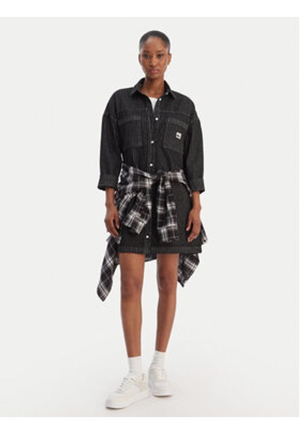 Quiksilver Sukienka koszulowa Iced Age EQWWD03120 Szary Oversize. Kolor: szary. Materiał: bawełna. Typ sukienki: oversize, koszulowe