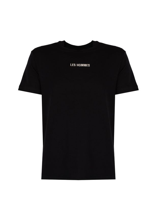 Les Hommes T-Shirt "Embrodery" | LBT1031700E | Mężczyzna | Czarny. Okazja: na co dzień. Kolor: czarny. Materiał: bawełna, elastan. Długość: długie. Styl: klasyczny, elegancki, casual