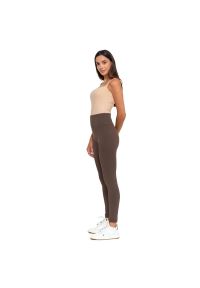 Brązowe Damskie Legginsy Moraj. Okazja: na co dzień. Stan: podwyższony. Kolor: brązowy. Materiał: materiał, prążkowany. Styl: casual, sportowy #5