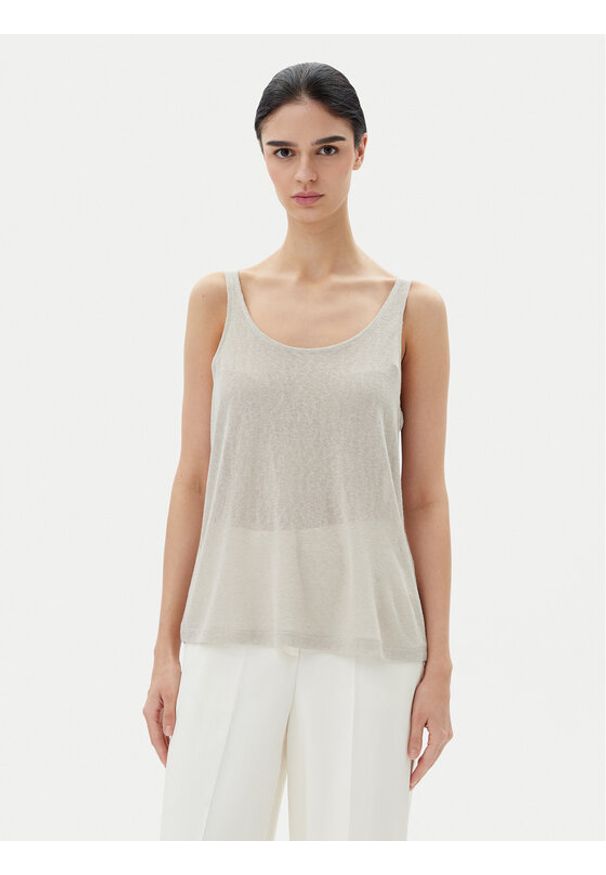 only - ONLY Top Frida 15194667 Beżowy Regular Fit. Kolor: beżowy. Materiał: wiskoza