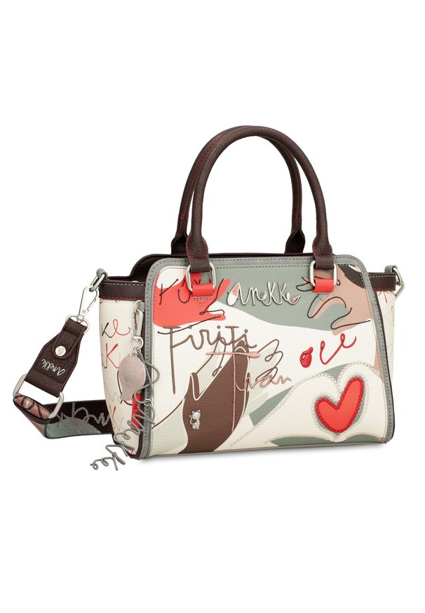 Kolorowy Prestiżowy Kuferek Damski Anekke. Wzór: kolorowy. Dodatki: z haftem. Rodzaj torebki: do ręki