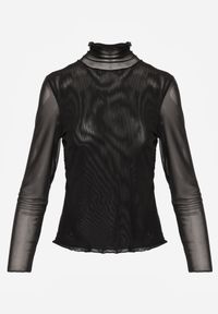 Born2be - Czarna Dopasowana Bluzka Golf z Siateczki z Długim Rękawem Gemlea. Okazja: na co dzień. Typ kołnierza: golf. Kolor: czarny. Materiał: jeans, materiał. Długość rękawa: długi rękaw. Długość: długie. Styl: casual, elegancki, klasyczny #3