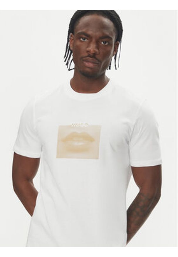 Hugo - HUGO T-Shirt Deterni 50544496 Biały Regular Fit. Kolor: biały. Materiał: bawełna