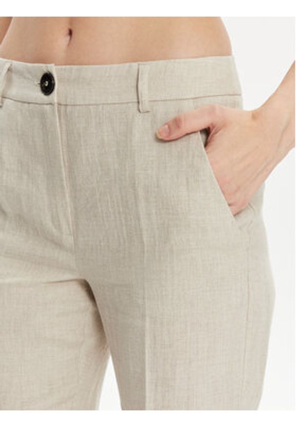 Marella Spodnie materiałowe Muschio 2413131272 Écru Regular Fit. Materiał: len