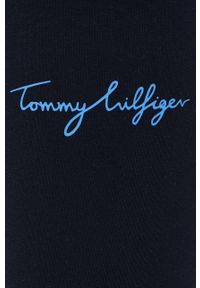 TOMMY HILFIGER - Tommy Hilfiger legginsy damskie kolor granatowy z nadrukiem. Stan: podwyższony. Kolor: niebieski. Materiał: bawełna. Wzór: nadruk