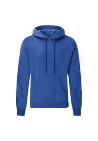 FRUIT OF THE LOOM - Męska Klasyczna Bluza Z Kapturem. Typ kołnierza: kaptur. Kolor: niebieski