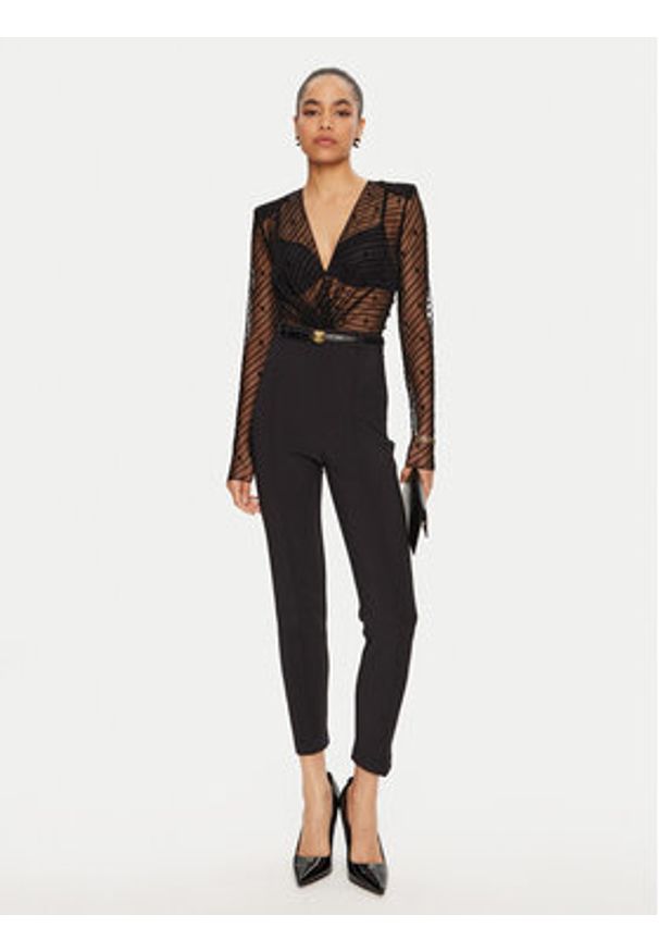 Elisabetta Franchi Kombinezon TU-021-46E2 Czarny Slim Fit. Kolor: czarny. Materiał: syntetyk