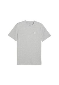 Puma - Męska koszulka Essentials Elevated PUMA Light Gray Heather. Kolor: wielokolorowy, czarny, szary. Wzór: aplikacja, haft