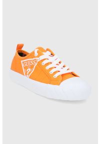 Guess Tenisówki damskie kolor pomarańczowy. Nosek buta: okrągły. Zapięcie: sznurówki. Kolor: pomarańczowy. Materiał: guma #2
