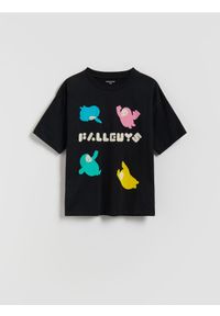 Reserved - T-shirt Fall Guys - czarny. Kolor: czarny. Materiał: bawełna, dzianina