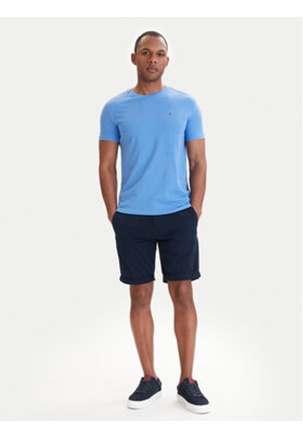 Tommy Jeans T-Shirt DM0DM20363 Niebieski Slim Fit. Kolor: niebieski. Materiał: bawełna
