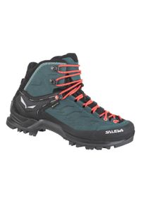 Buty Trekkingowe Damskie Salewa Mtn Trainer Mid Gtx. Wysokość cholewki: za kostkę. Zapięcie: sznurówki. Kolor: niebieski, wielokolorowy. Materiał: guma, skóra, syntetyk, materiał. Szerokość cholewki: normalna