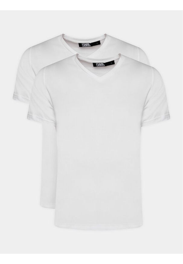 Karl Lagerfeld - KARL LAGERFELD Komplet 2 t-shirtów 765001 500298 Biały Slim Fit. Typ kołnierza: dekolt w karo. Kolor: biały. Materiał: bawełna