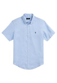 Polo Ralph Lauren Koszula 710968912005 Błękitny Custom Fit. Typ kołnierza: polo. Kolor: niebieski. Materiał: len