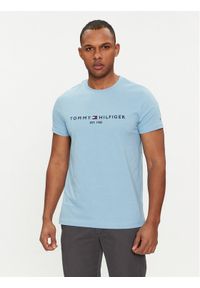 TOMMY HILFIGER - Tommy Hilfiger T-Shirt Logo MW0MW11797 Błękitny Regular Fit. Kolor: niebieski. Materiał: bawełna