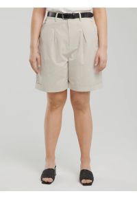 Big-Star - Szorty damskie luźne z dodatkiem lnu beżowe Maryliani 800. Okazja: na co dzień. Stan: podwyższony. Kolor: beżowy. Materiał: len. Sezon: lato. Styl: elegancki, casual, klasyczny #3