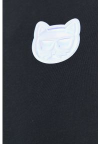 Karl Lagerfeld T-shirt damski kolor czarny. Okazja: na co dzień. Kolor: czarny. Materiał: dzianina. Wzór: aplikacja. Styl: casual #3
