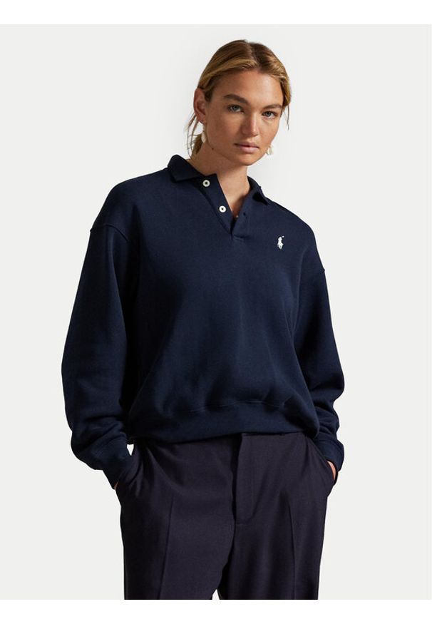 Polo Ralph Lauren Bluza 211971756001 Granatowy Relaxed Fit. Typ kołnierza: polo. Kolor: niebieski. Materiał: bawełna