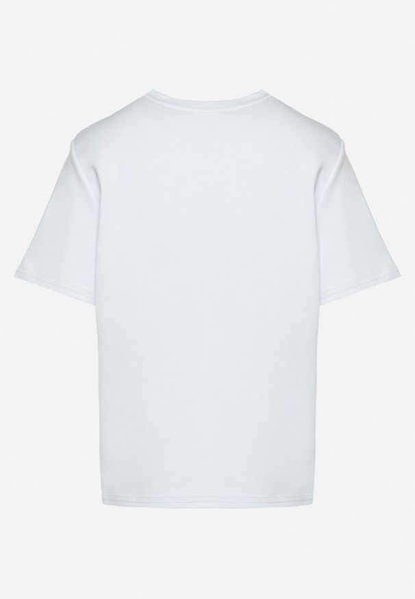 Born2be - Niebieski Bawełniany T-shirt z Grubszej Bawełny Tiariane. Okazja: do pracy, na co dzień, na spotkanie biznesowe. Kolor: niebieski. Materiał: bawełna. Styl: klasyczny, casual, elegancki, biznesowy