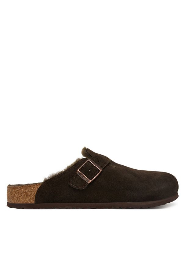 Birkenstock Klapki Boston Fur 1020567 Brązowy. Kolor: brązowy. Materiał: zamsz, skóra