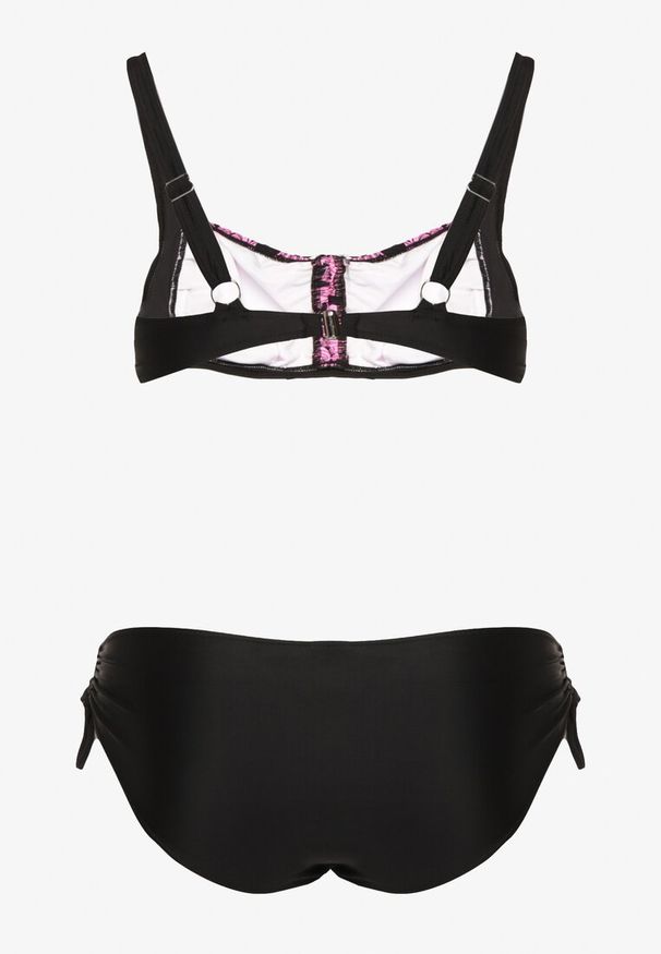 Born2be - Różowe Bikini ze Ściągaczami Biustonosz i Majtki Figi Miladenna. Kolekcja: plus size. Kolor: różowy. Materiał: len. Wzór: aplikacja