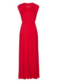 Długa sukienka z dżerseju LENZING™ ECOVERO™ bonprix truskawkowy. Kolor: czerwony. Materiał: jersey. Długość: maxi #1
