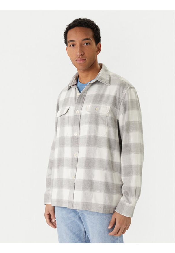 TOMMY HILFIGER - Tommy Hilfiger Koszula Flannel MW0MW40483 Szary Regular Fit. Kolor: szary. Materiał: bawełna